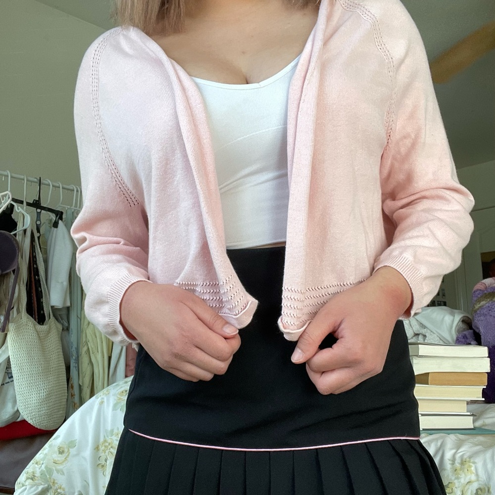 LOFT Outlet Coquette Light Pink Cardigan Size XL